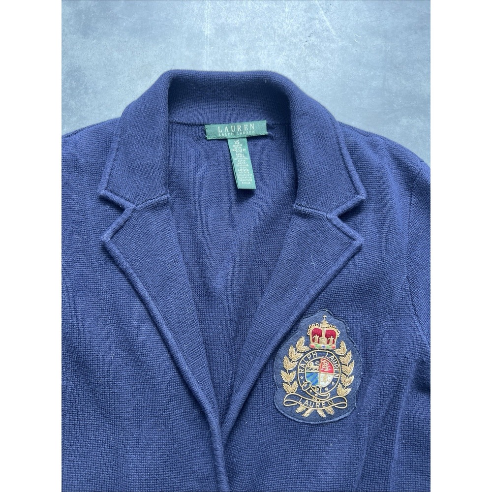 Ralph Lauren cardigan  Sweater Navy Crest Logo Patch Classic Preppy Xs Sku325 - Picture 2 of 9